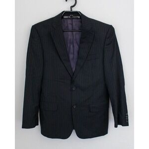 John Varvatos USA Blazer Jacket Mens 38 SH Black Purple Pinstripe Wool Bedford